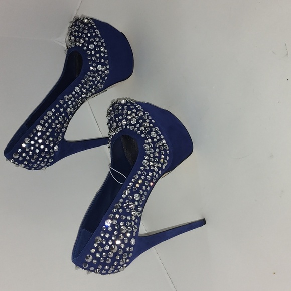 Blue ZigiNY Black Label Brink Studded Platform Pumps Stiletto Size 7 - Picture 8 of 16